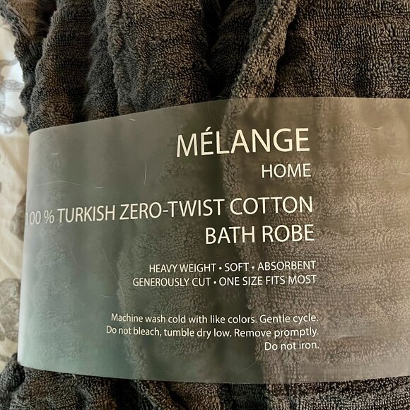 Robe - Melange Home 100% Turkish Zero Twist Rib bathrobe - Picture 5 of 7